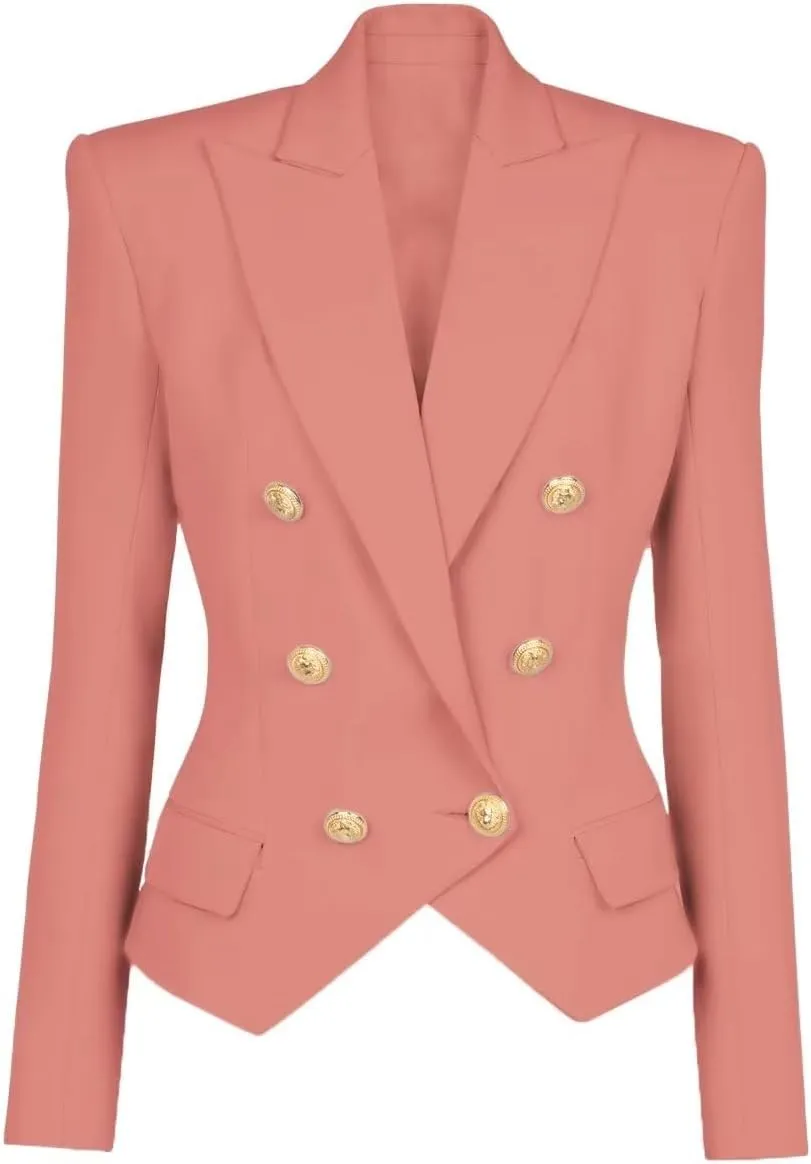Women's Casual Blazer Business Women Open Front Double Breasted Suit Jacket Office Lady Work Blazers Suit