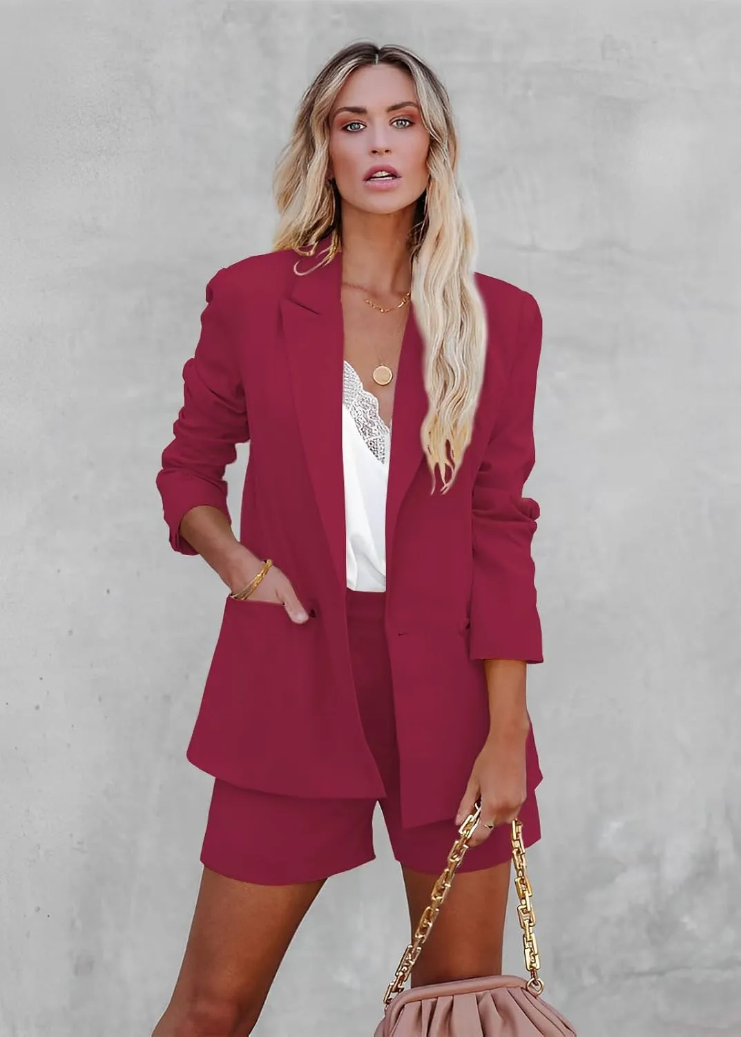 Womens Casual Loose Blazers Long Sleeve Pockets Work Office Jacket Blazer