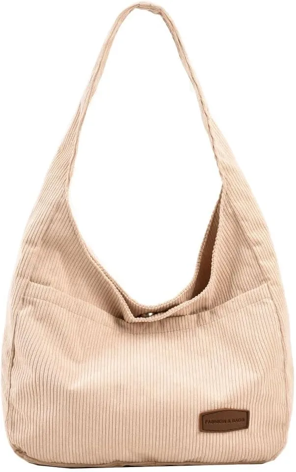 Womens Corduroy Tote Bag Hobo Bags Purse Corduroy Shoulder Bag Casual Shopping Work School Handbags