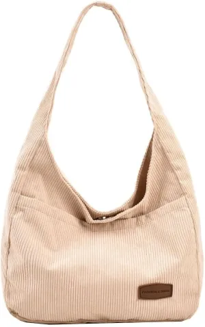 Womens Corduroy Tote Bag Hobo Bags Purse Corduroy Shoulder Bag Casual Shopping Work School Handbags