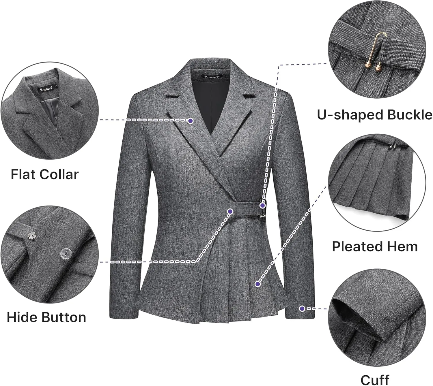Women's Pants Suit Solid Jacket 2 Piece Set Irregular Blazer Suit Business Casual