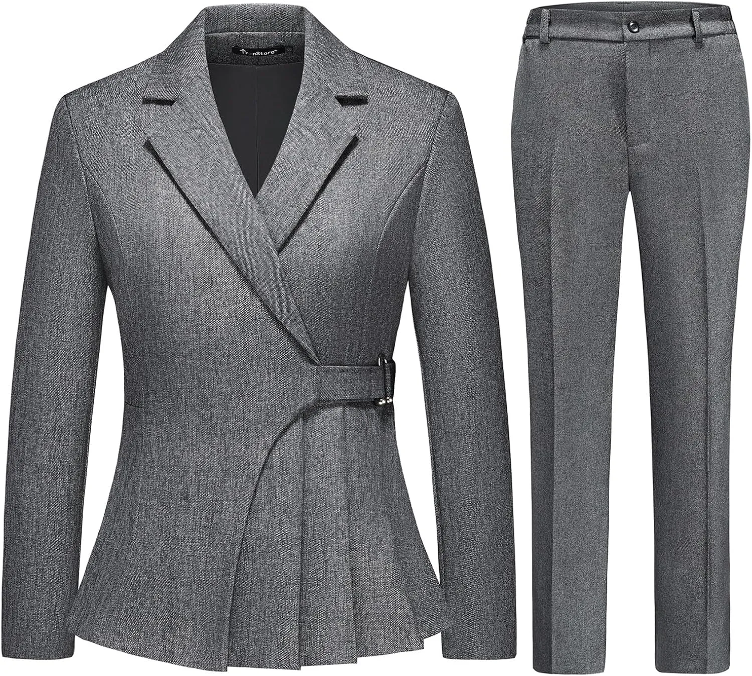 Women's Pants Suit Solid Jacket 2 Piece Set Irregular Blazer Suit Business Casual