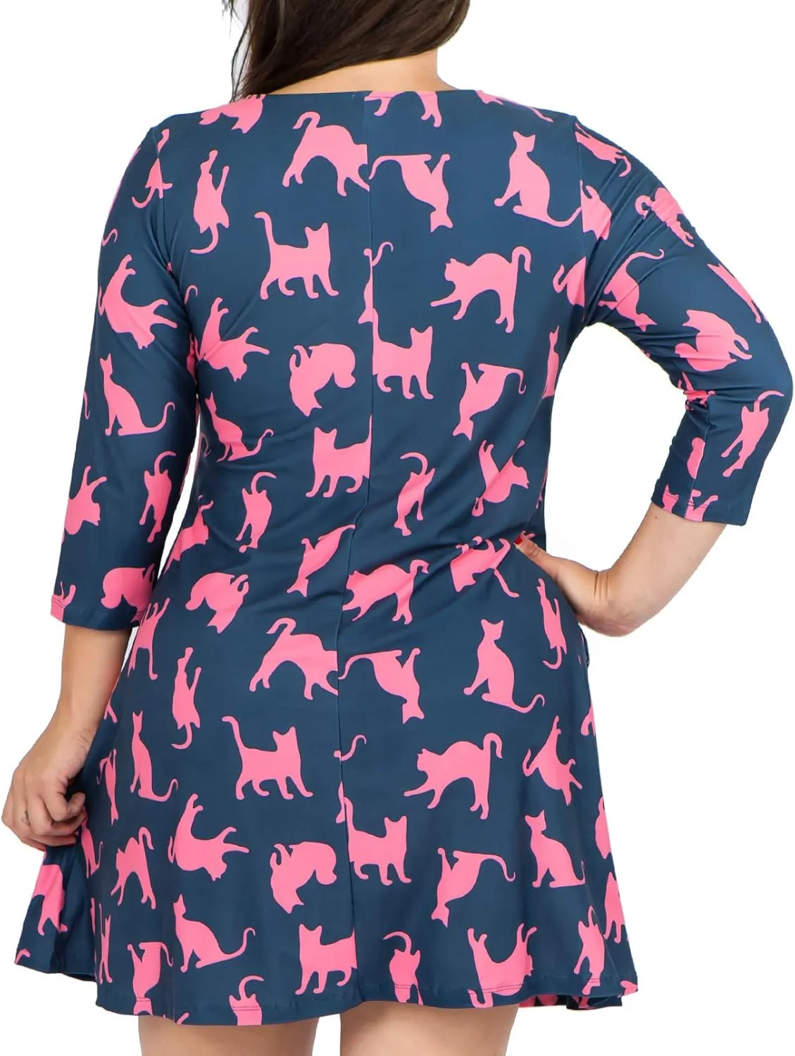 Womens Printed Crew Neck A-Line Dresses with Pockets Casual Tropical Floral Novelty Animal Christmas Patterns