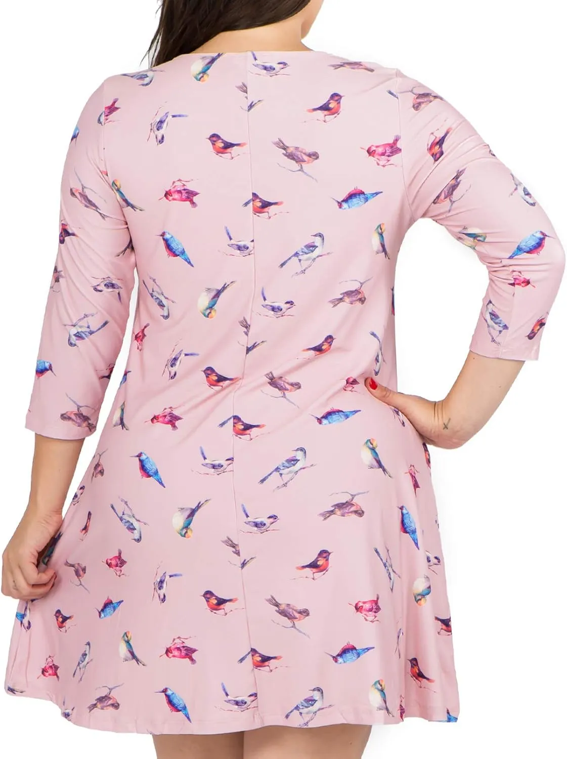 Womens Printed Crew Neck A-Line Dresses with Pockets Casual Tropical Floral Novelty Animal Christmas Patterns