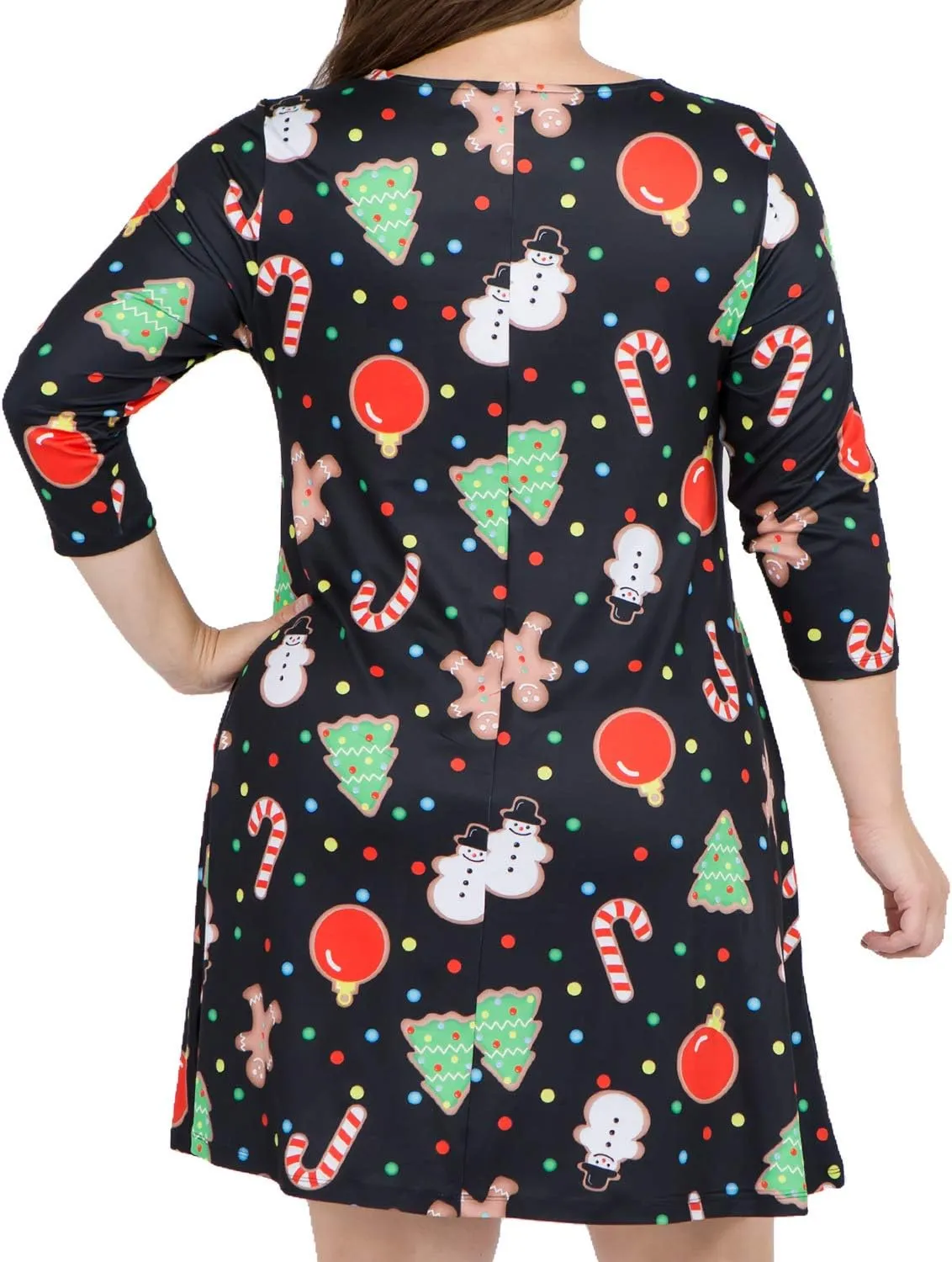 Womens Printed Crew Neck A-Line Dresses with Pockets Casual Tropical Floral Novelty Animal Christmas Patterns