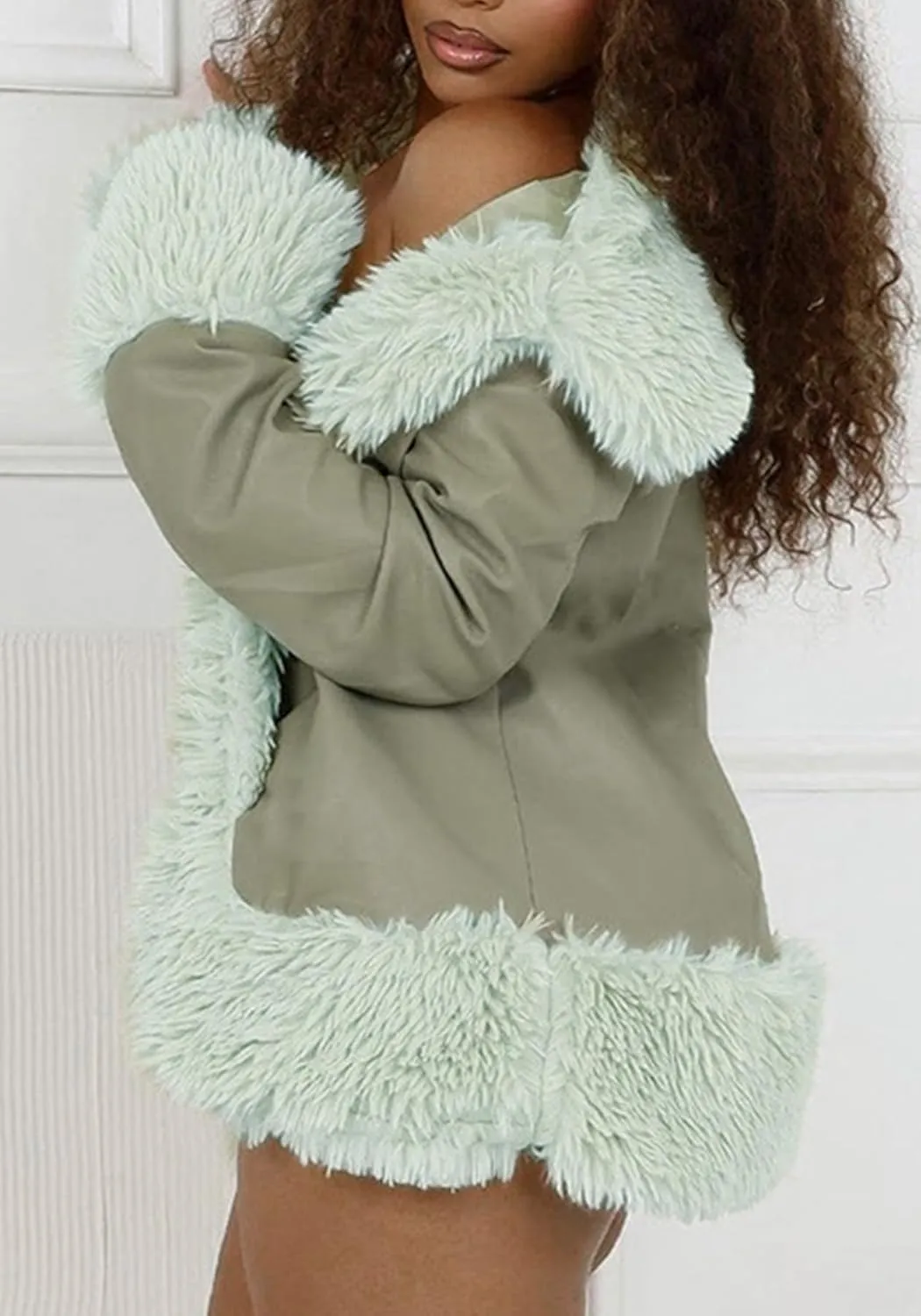 Women's Sexy Leather Skirt Sets Long Sleeve Cardigan Feather Trim Fur Jacket High Waisted Mini Skirt Set