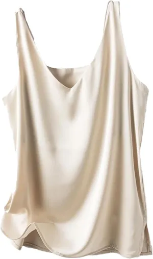 Women's Silk Satin V-Neck Vest Tops for Women Trendy Loose Thin Sleeveless Camisole Tops