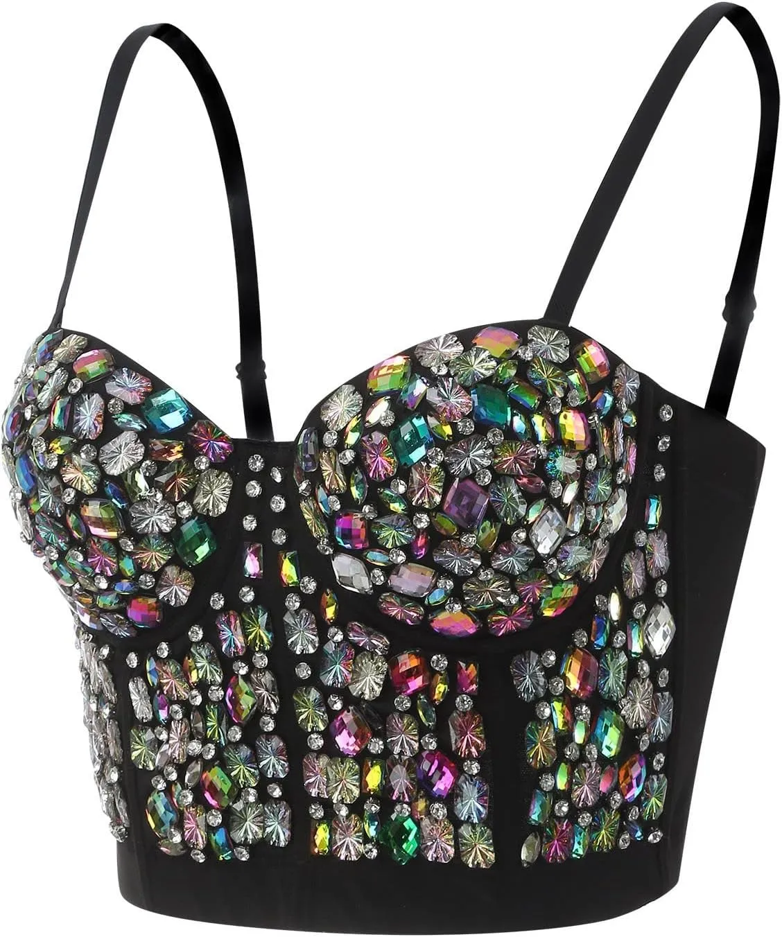 Womens Sleeveless Camisole Summer Bustier Crop Tops Rhinestone Design Casual Club Party Glitter Corset Top