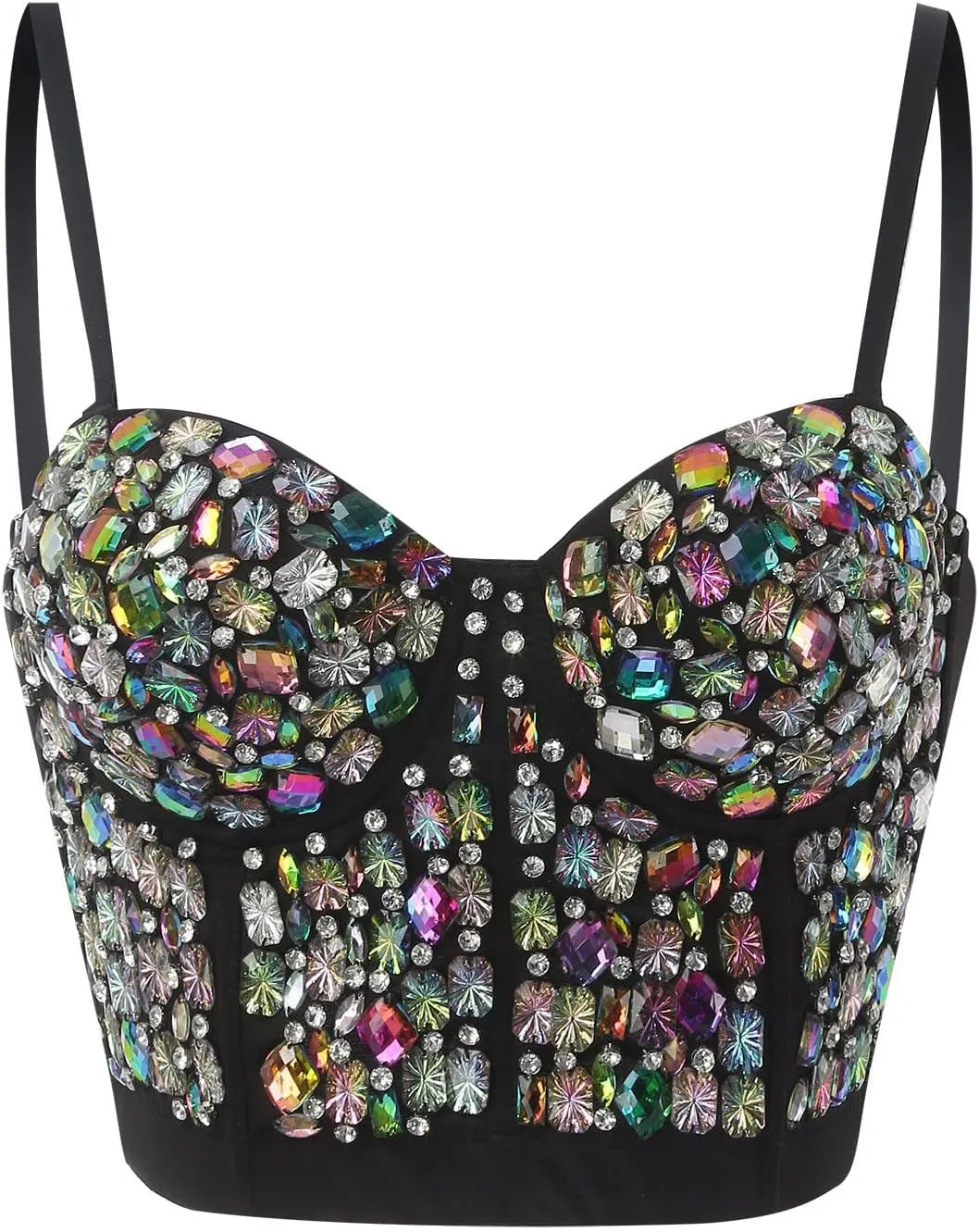 Womens Sleeveless Camisole Summer Bustier Crop Tops Rhinestone Design Casual Club Party Glitter Corset Top
