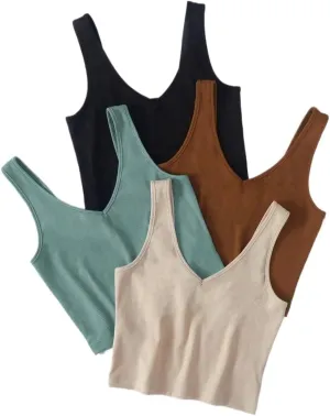Womens Sleeveless Camisole Tank Tops Blouse Rib-Knit Casual Slimming Solid Color Tank Tops