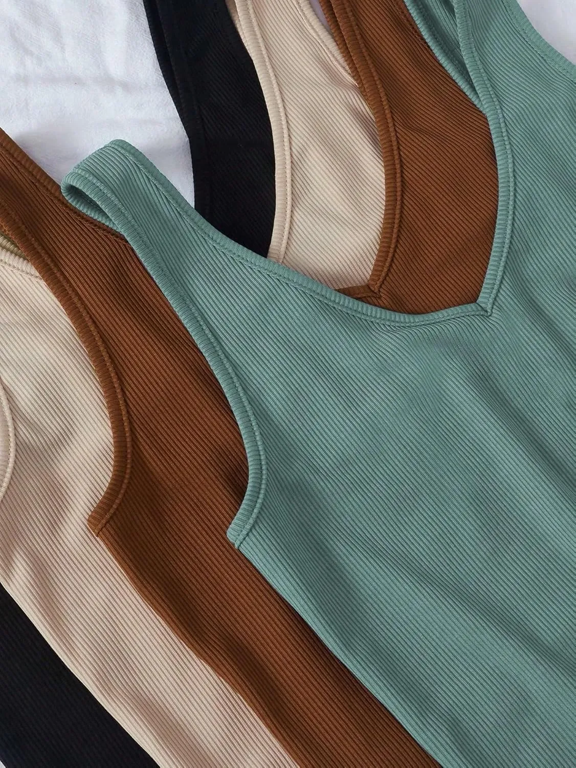 Womens Sleeveless Camisole Tank Tops Blouse Rib-Knit Casual Slimming Solid Color Tank Tops