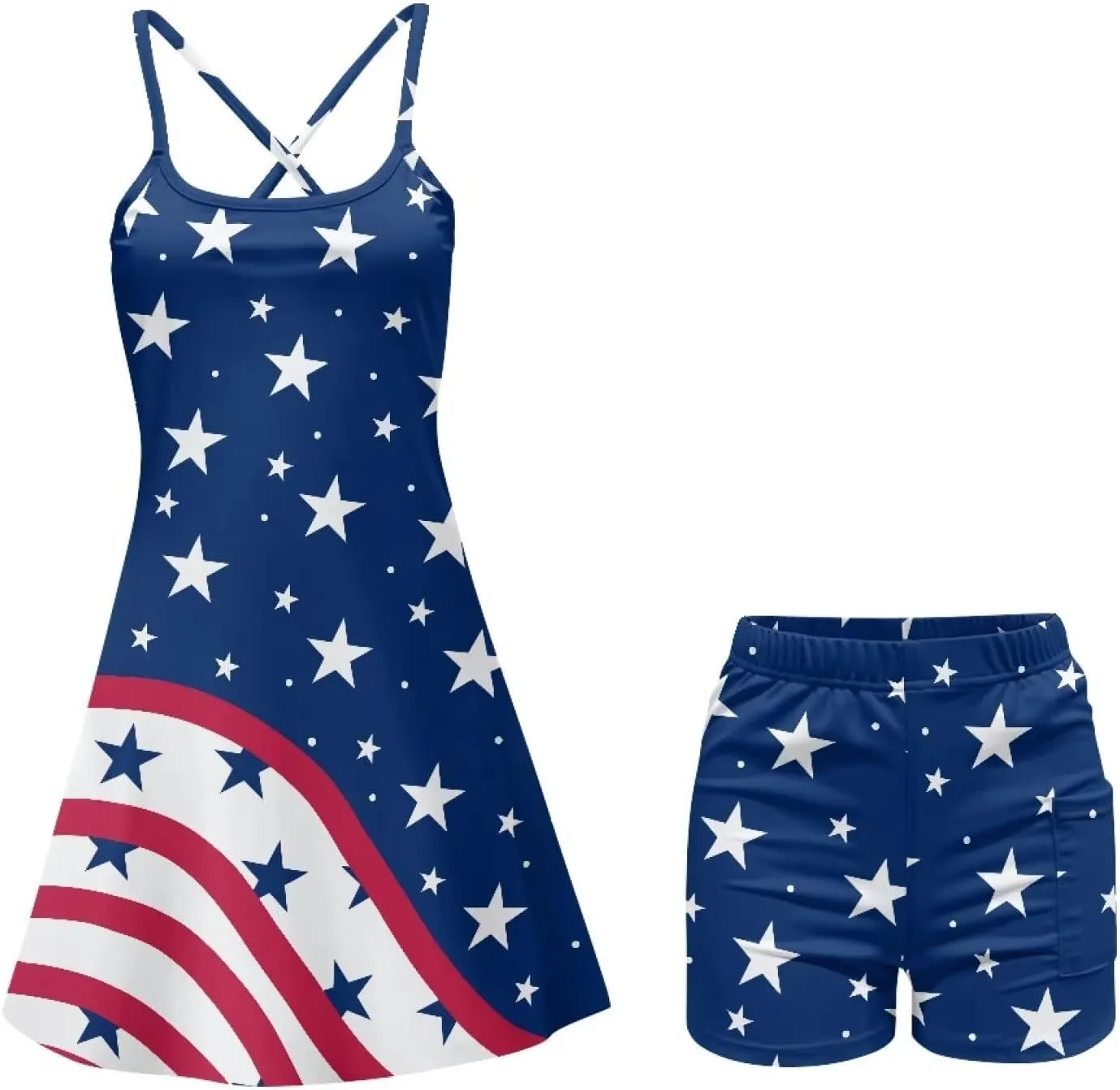 Women's Tennis Dress with Built-in Shorts Workout Backless Golf Activewear Exercise Dresses with Pockets