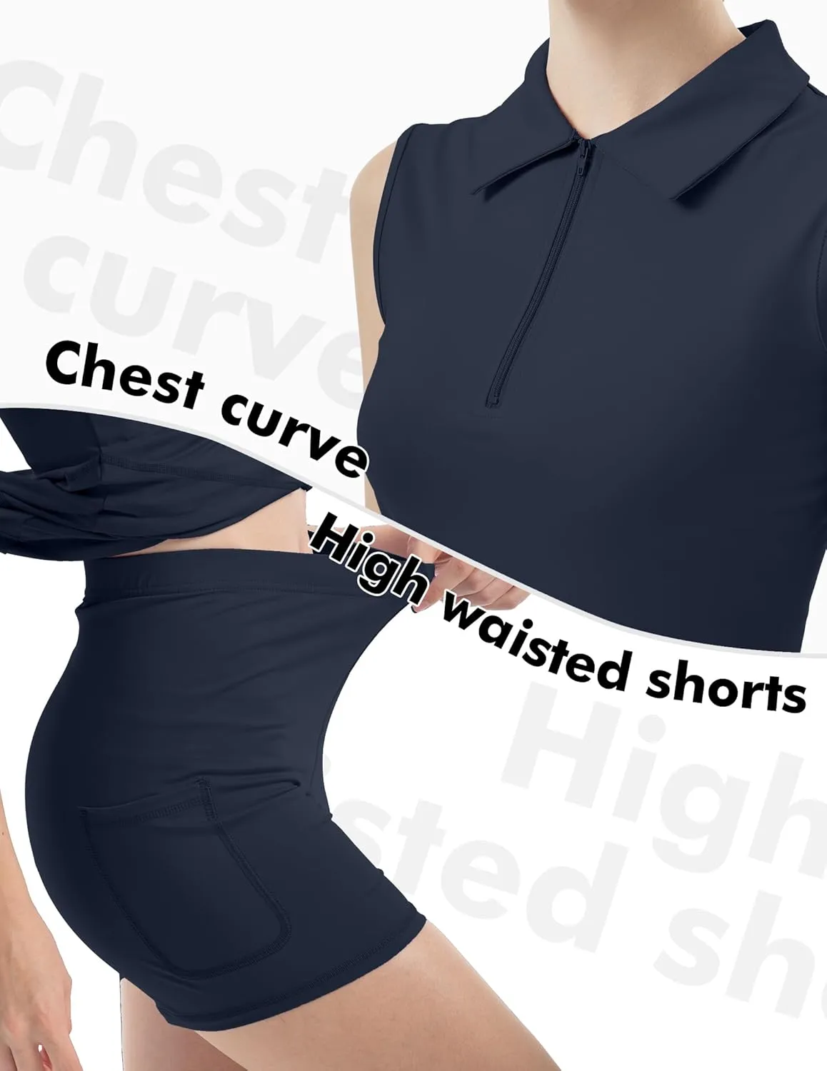 Women's Tennis Golf Dresses Zipper V-Neck Sport Activewear with Shorts and Pocket Workout Athletic