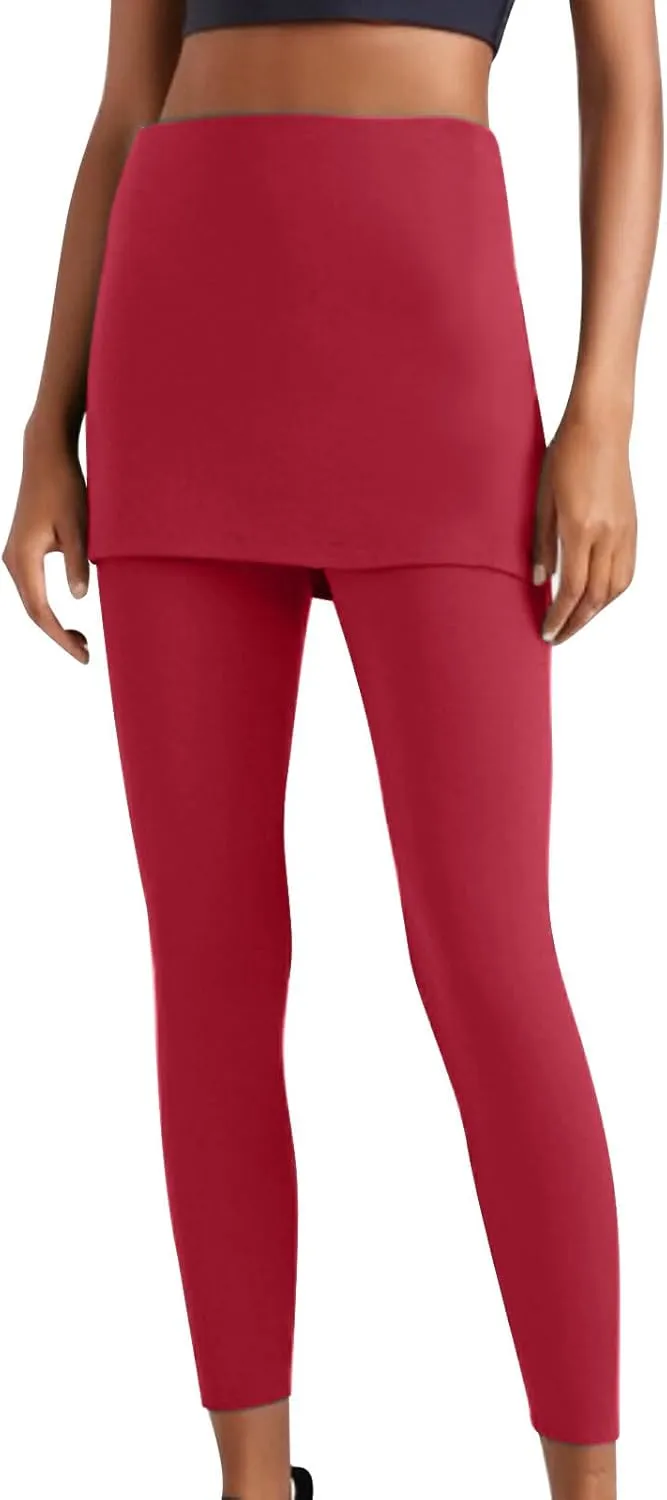 Womens Tennis Skirted Leggings Casual Workout Yoga Pants Golf Skapri with Skirts Activewear Joggers Active Skort
