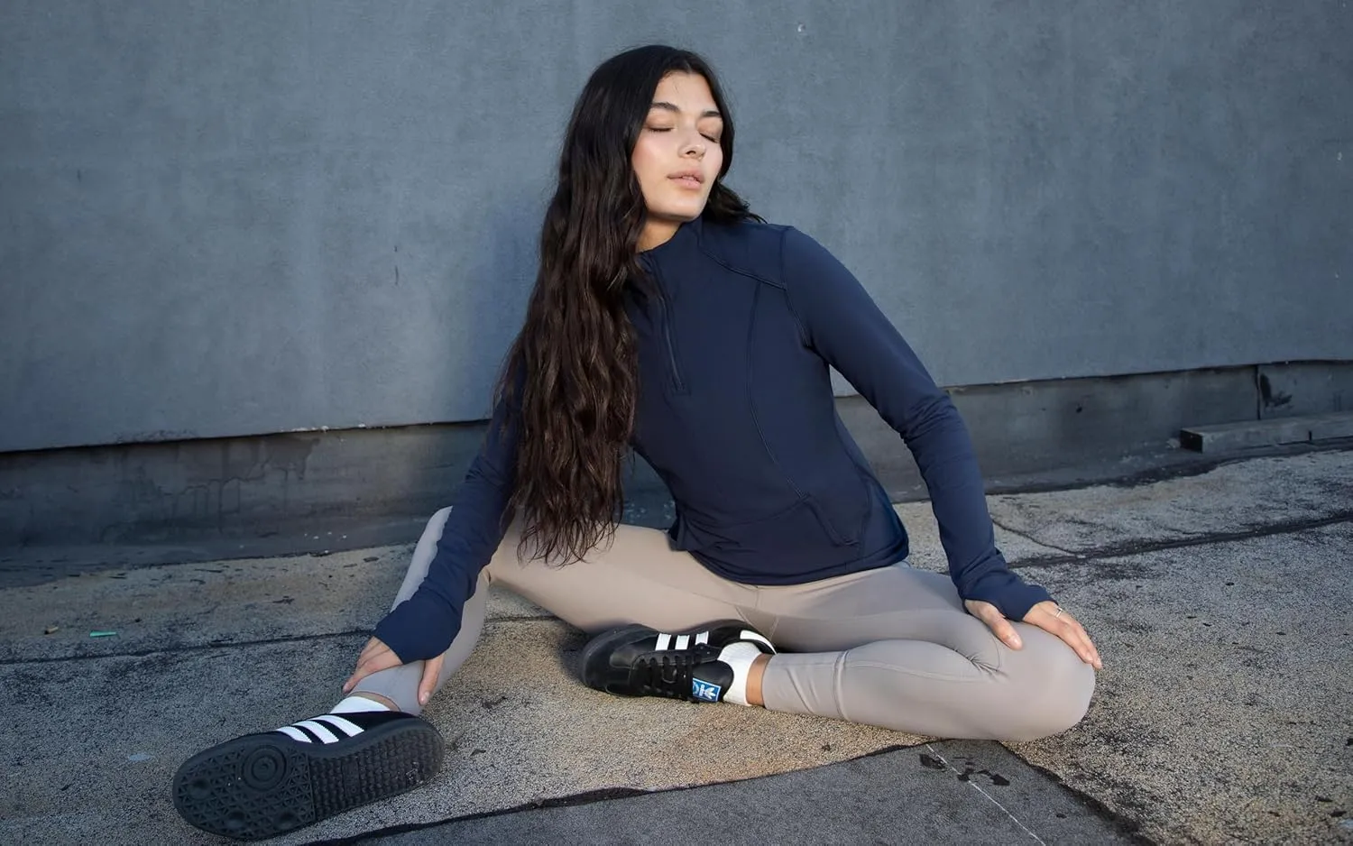 Yogalicious Half Zip Lightweight Workout Long Sleeve Athletic Jacket with Front Pockets and Thumbholes