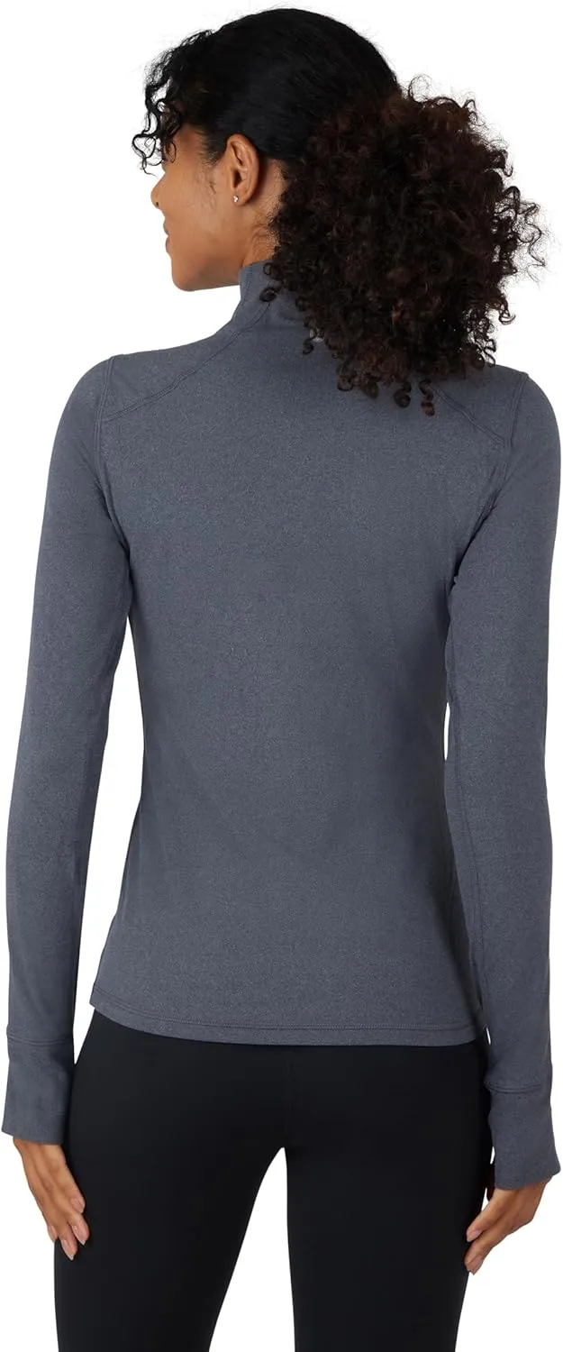 Yogalicious Half Zip Lightweight Workout Long Sleeve Athletic Jacket with Front Pockets and Thumbholes