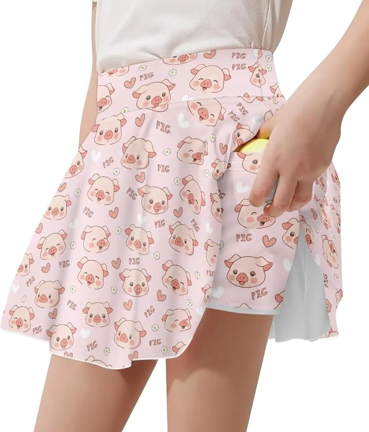 ZFRXIGN Gym Workout Skorts for Girls 5-14 High Waist Running Skirt Inner Shorts with Pocket Activewear